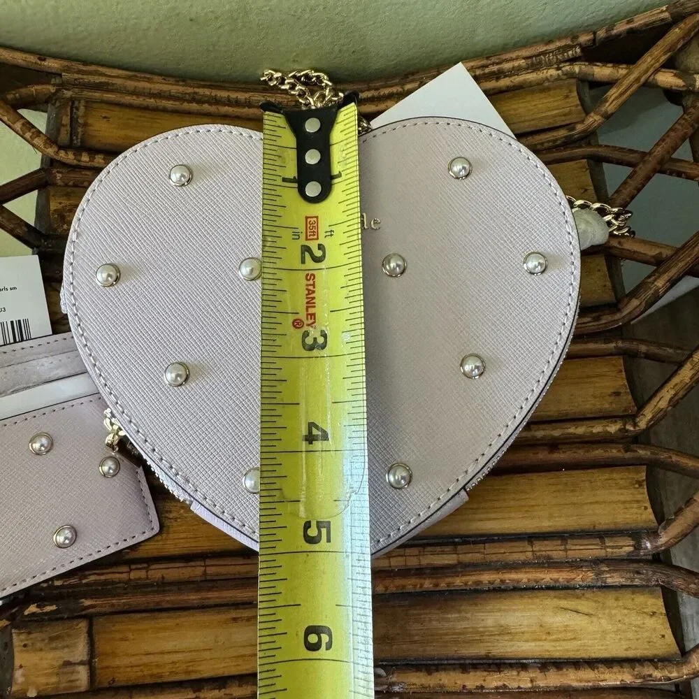 Kate Spade Love Shack Mini Heart Crossbody Lilac Moonlight Pink With Pearls
